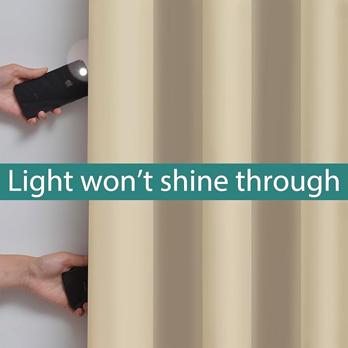 Yakamok 100% Blackout Thermal Insulated Grommet Curtains, Noise Reducing - Image 3