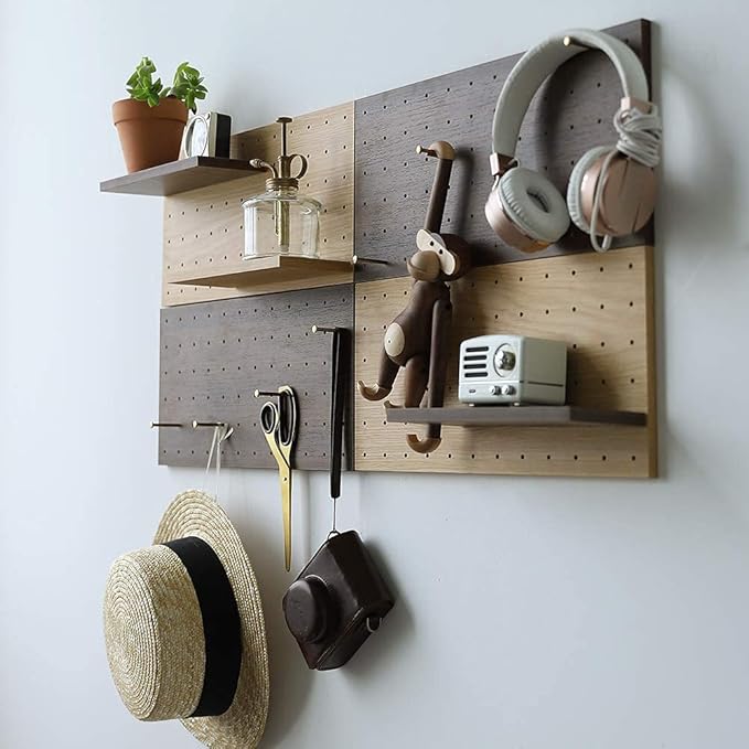Wooden Pegboard Modular Display Organization Storage Wall Hooks Shelf 15.2in x - Image 6