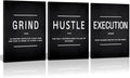 KAWAHONE Grind Hustle Execution Quotes Framed Wall Art, Inspirational Painting by KAWAHONE