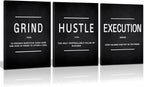 KAWAHONE Grind Hustle Execution Quotes Framed Wall Art, Inspirational Painting by KAWAHONE