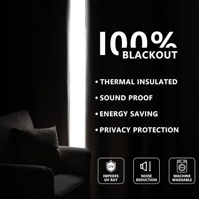 IGEMAEVE 100% Blackout Curtains 108 Inches Long - Image 7