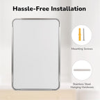 USHOWER Brushed Nickel Bathroom Mirror 30"x40", Rounded Corner, Aluminum Frame - Image 5