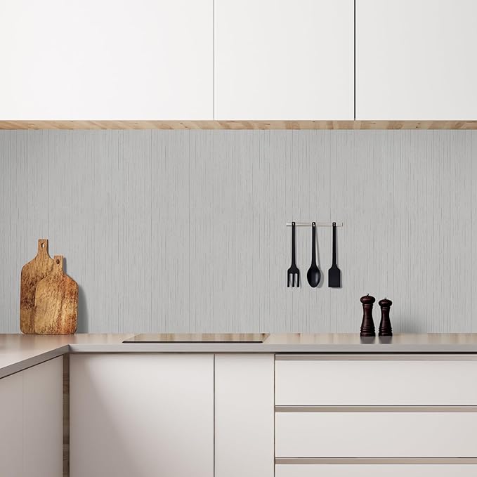 Grey Grasscloth Peel and Stick Wallpaper Texture Contact Paper A Set of 15.7" X - Image 5