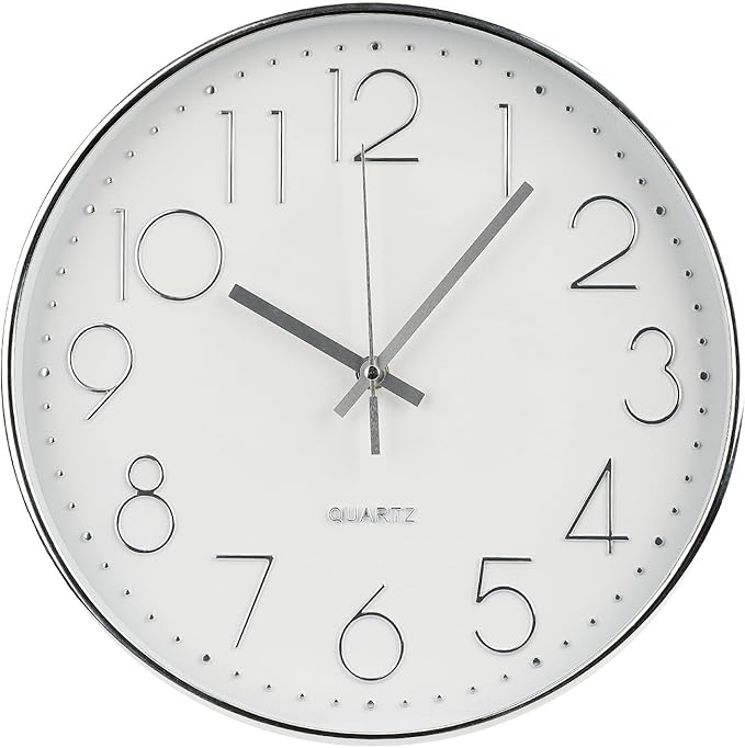 Wall Clock 10 Inch Non-Ticking Silent Modern Simple Style Round Decor Clock by BAKBRAND