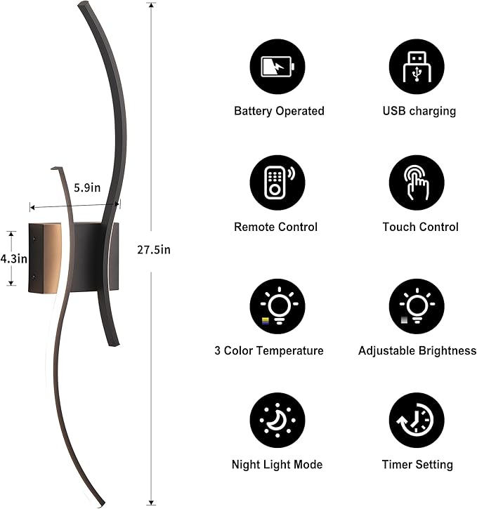 KARTOOSH Battery Operated Wall Sconce - Image 5