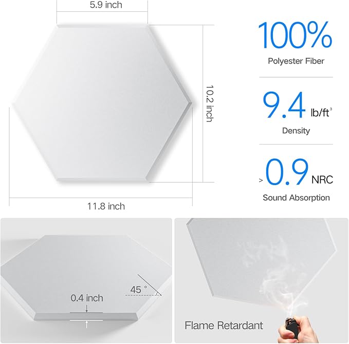 18 Pack Self-Adhesive Acoustic Panels 12" X 10" X 0.4" - Image 3