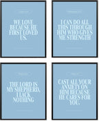 Locomiss Light Blue Christian Wall Art Decor Posters, Modern Bible Verse Prints by Unknown
