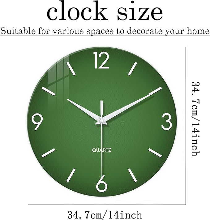 XFM Modern Wall Clock 14 Inch Silent Non-Ticking Wall Clocks Battery Operated - Image 6