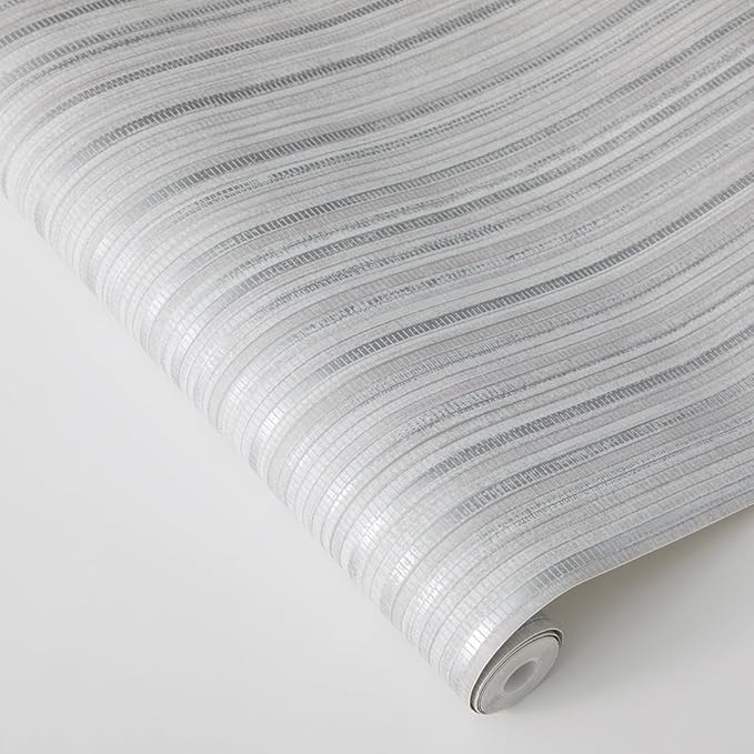 Tempaper Textured Metallic Silver Faux Grasscloth Removable Peel and Stick - Image 5