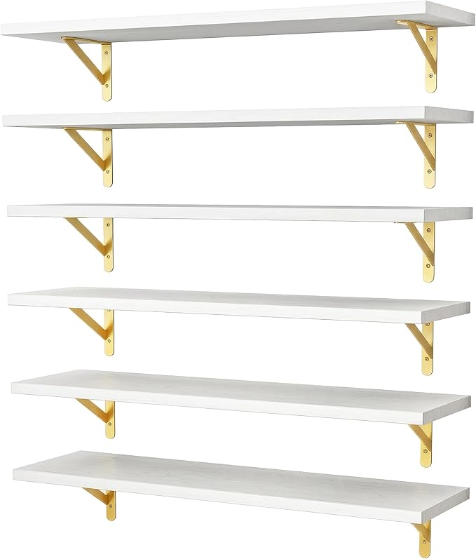 YGEOMER White Floating Shelves for Wall, Farmhouse 23.6 Inch Wall Shelves for by YGEOMER