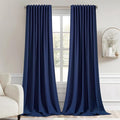 MIULEE Navy Blue Back Tab Blackout Curtains 102 Inch Long 2 Panels Set by MIULEE