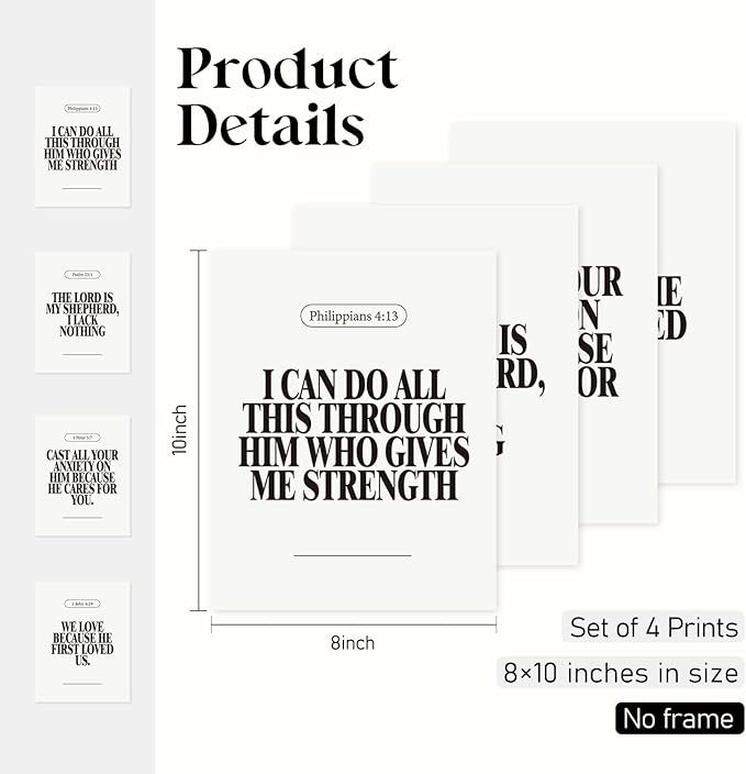 Locomiss Black and White Christian Wall Art Decor Posters, Modern Bible Verse - Image 3