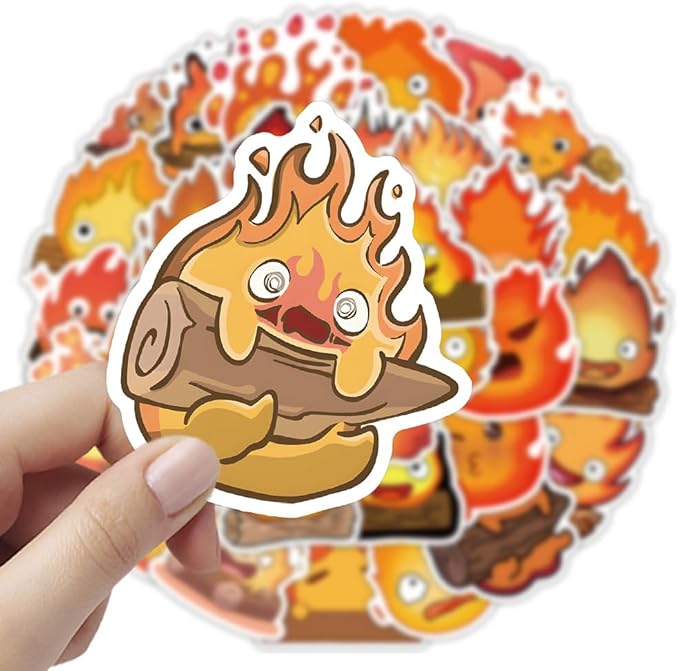 Flame Stickers 50 Pcs Vinyl Funny Cute Sticker for Laptop Water Bottle Motorcycle Computer Car Scrapbook Skateboard Snowboard Luggage,Waterproof Cartoon Small Flame Decals for Teens Girls Adults