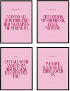 Locomiss Pink Christian Wall Art Decor Posters, Modern Bible Verse Prints by Unknown