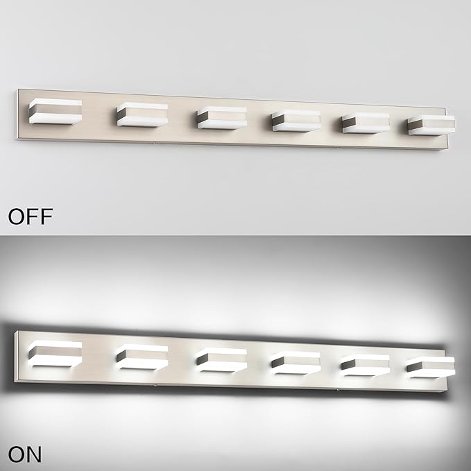 SOLFART LED Modern Bathroom Vanity Lights Over Mirror Fixture Brushed Nickel - Image 6