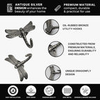 6 pcs Antique Silver Dragonfly Decorative Wall Hooks - Image 5