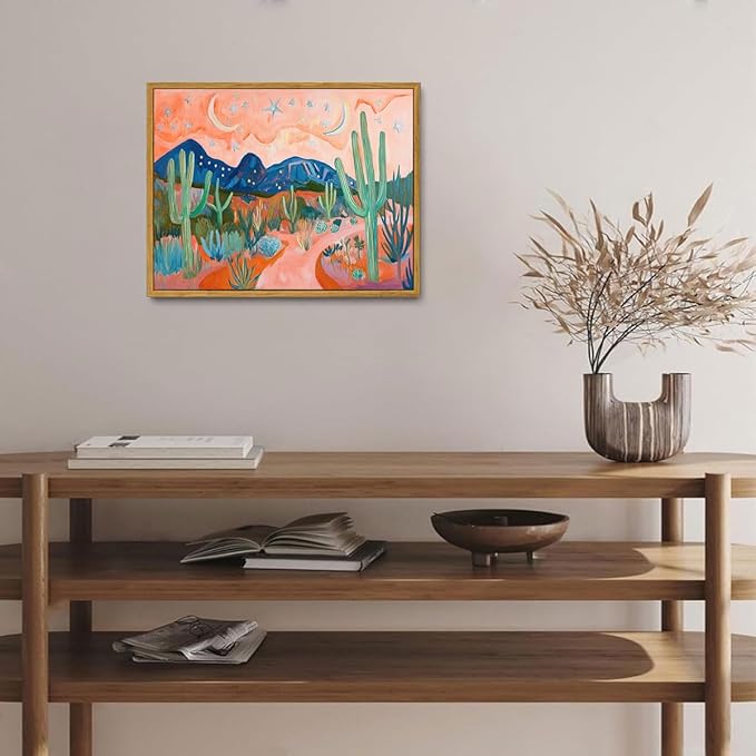 AtterrirArt Framed Boho Wall Art, Vintage Desert Picture Painting Print - Image 3