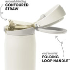 Simple Modern Mesa Loop Water Bottle with Covered Straw and Handle | 24oz Cup Holder Friendly Insulated Stainless Steel Bottles for Travel, Sports and School | Cashew