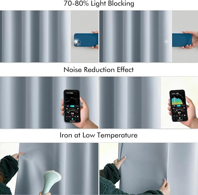 MIULEE Light Blue Back Tab Blackout Curtains 84 Inch Length 2 Panels Set - Image 5