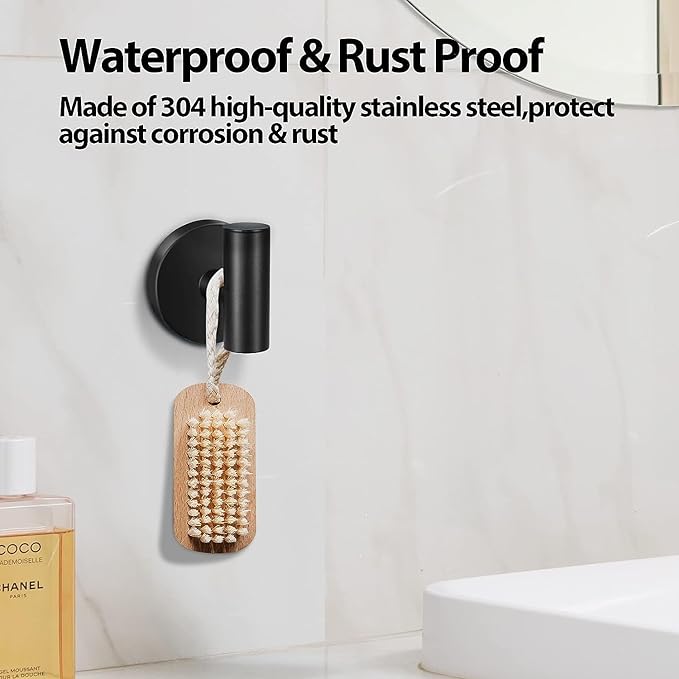 Kruodop Towel Hooks for Bathroom, 2 Packs Wall Mount Towel Holder, Blak Gold - Image 6