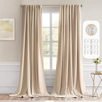 MIULEE Back Tab Beige Curtains 108 Inch Long 2 Panels Set by MIULEE