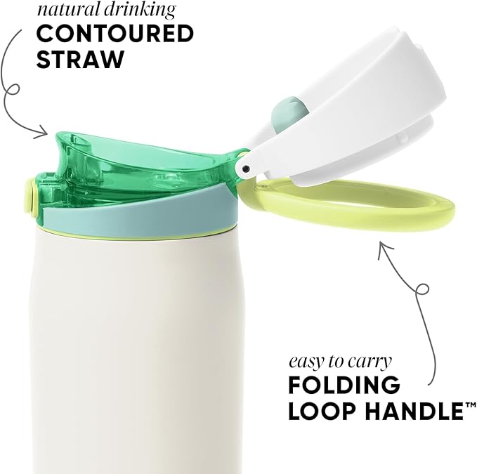 Simple Modern Mesa Loop Water Bottle with Covered Straw and Handle | 30oz Cup Holder Friendly Insulated Stainless Steel Bottles for Travel, Sports and School | Coconut