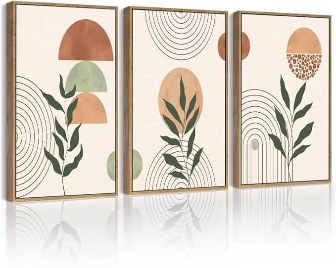 PHOPAGO Boho Wall Art Sage Plant Botanical Bohemain Framed Wall Printing by PHOPAGO