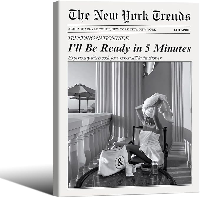 Vintage Newspaper Framed Wall Art Trendy Black and White Aesthetic Posters by FuSatisYilife