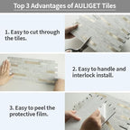 AULIGET 2 Sheets Faux Stone Peel and Stick Backsplash - Image 7