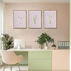KISSFOX 3 Piece Floral Framed Wall Art Pink Wildflower Canvas Wall Art Flower - Image 6