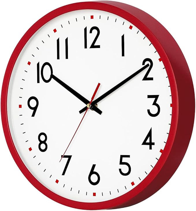 HZDHCLH Wall Clock Red, Silent Wall Clocks Battery Operated 10 Inch Modern Non - Image 7