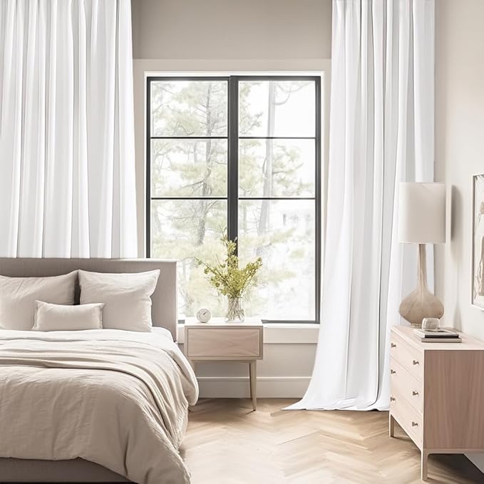 MIULEE Pure White Back Tab Blackout Curtains 120 Inch Long 2 Panels Set - Image 2