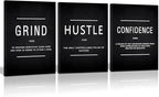 KAWAHONE Motivational Success Canvas Wall Art, Grind Hustle Confidence Wall by KAWAHONE