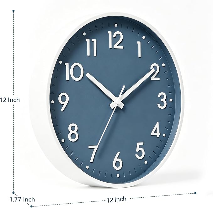 Mosewa Wall Clock 12 Inch, Battery Operated Silent Non-Ticking Modern Analog - Image 3