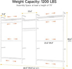 ONBRILL H3 Plus Expandable Wall Mounted Closet System, 5.7FT-8.2FT Closet - Image 2