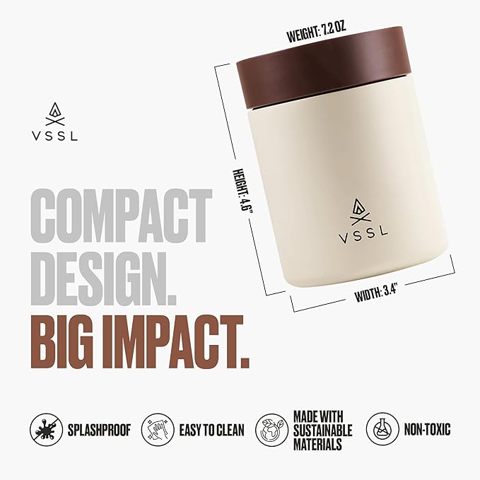 VSSL Nest 10 oz Mug, Stainless Steel, Double Walled, Vacuum Sealed & Integrates Nest Products, Cream