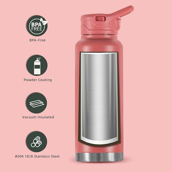 Ideus Protein Shaker Bottle 24oz(710ml) Insulated Stainless Steel Shaker Bottle with Silent Tritan Ball Portable Pre Workout Shaker Cups for Protein Shakes, Smoothies, Cocktails, Red
