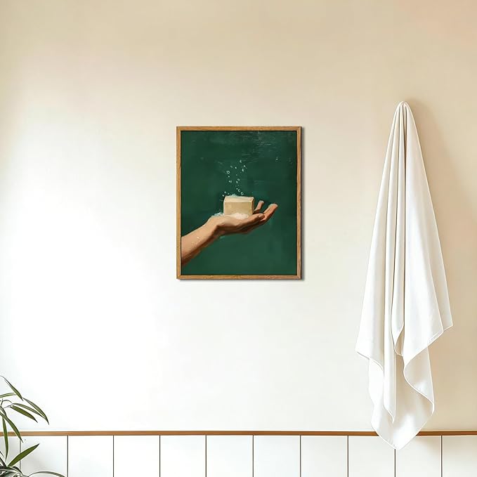AtterrirArt Framed Funny Bathroom Wall Art, 8 * 10 inch, Hand - Image 6
