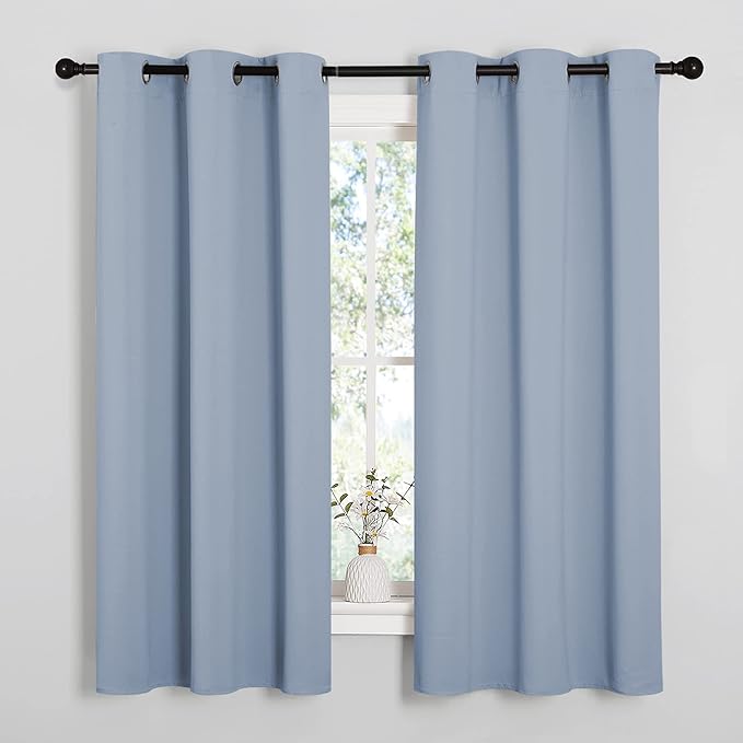 NICETOWN Vintage Blue Blackout Curtains 48 inches Length by NICETOWN