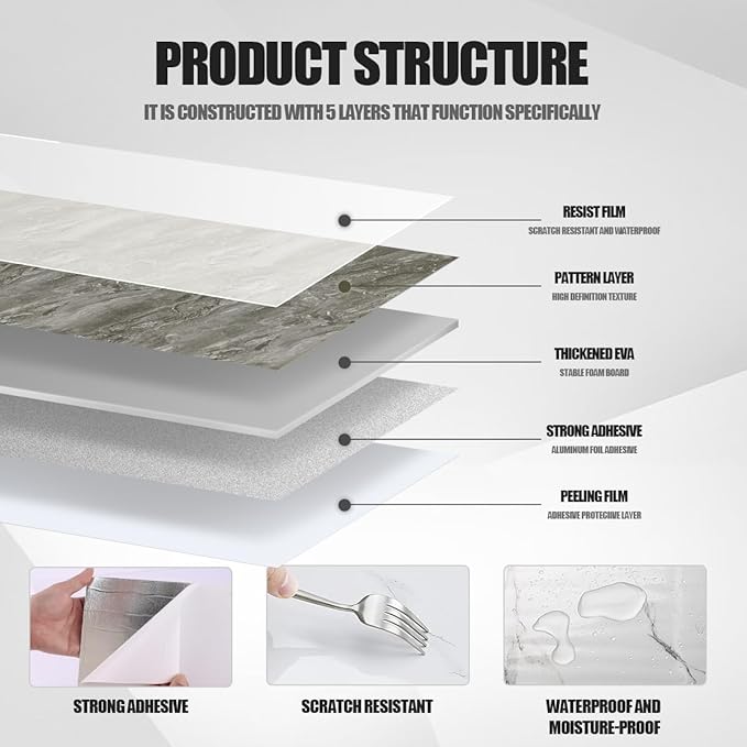 10pcs Marble Peel and Stick Waterproof Wall Panels, Heat-Resistant Backsplash - Image 5