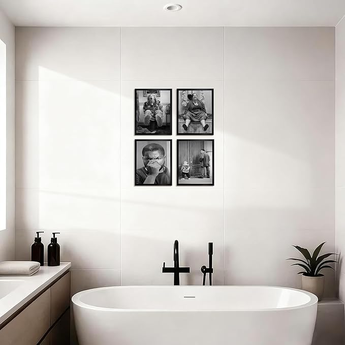 Funny Bathroom Wall Art Set of 4, Vintage Humor Bathroom Decor Wall Art - Image 2