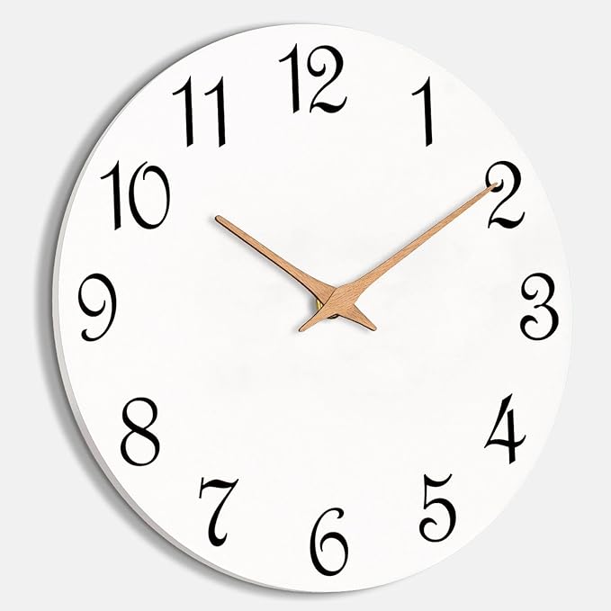 Mosewa Wall Clock White Silent Non Ticking Battery Operated Simple Minimalist - Image 5
