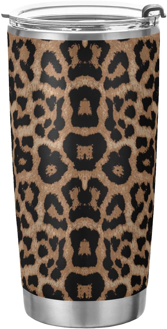 Tumbler Stainless Steel Vacuum Insulated Cup Double Walled, Simple Thermos Cheeteh Leopard Print Travel Mug for Coffee, Beverages, Tea with Straw and Lid
