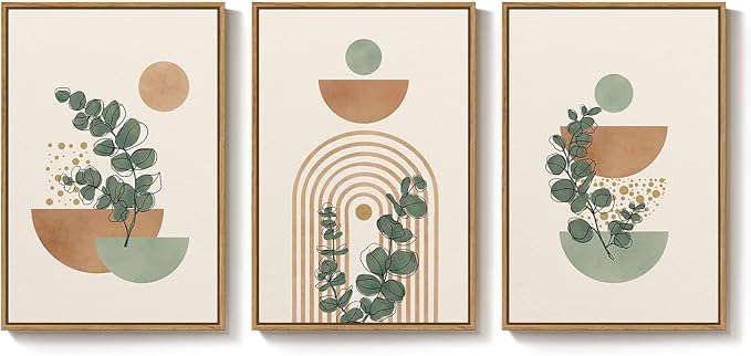 Large Framed Abstract Boho Wall Art - Image 6