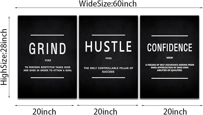 KAWAHONE Motivational Success Canvas Wall Art, Grind Hustle Confidence Wall - Image 7