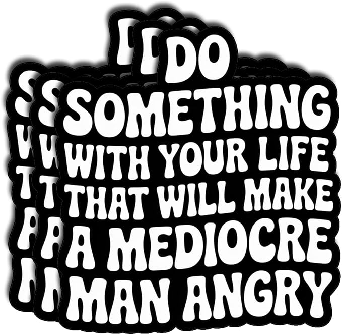 (3Pcs) Do Something with Your Life That Will Make A Mediocre Man Angry Stickers Feminist Empowerment Quote Motivational Gifts Waterproof Vinyl Decals for Laptop Water Bottle Size 3" x 2.5"