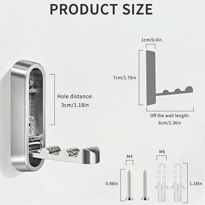 6PCS Foldable Wall Hooks, Zinc Alloy Flip Down Hooks, Retractable Wall Hooks - Image 8