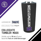 Campus Colors NCAA Stainless Steel Tumbler perfect for Gameday - 18 oz - Double Walled - Keeps Drinks Perfectly Insulated (Northwestern Wildcats - Black)