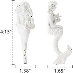 SOFFEE DESIGN 2pcs White Mermaid Shape Metal Coat Hooks, Playful 3D Mermaid - Image 5
