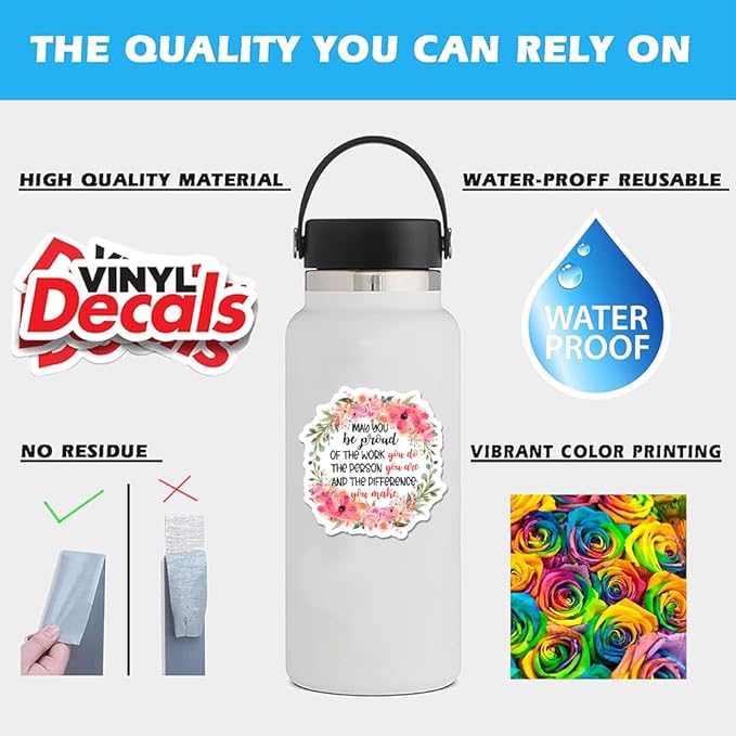 May You Be Proud of The Work You Do Stickers 3Pcs Motivational Inspirational Quote Stickers Vinyl Waterproof Decals for Notebook, Tumbler, Laptop and Water Bottle (May You Be)